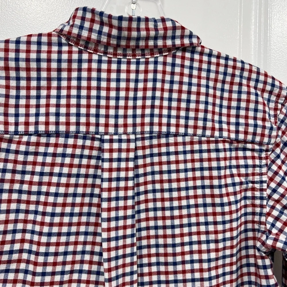 Ralph Lauren Boys Red Blue Gingham Plaid Button Down Shirt Size 14